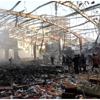 U.S.-Backed Saudi-Led Coalition Airstrike Turns Yemeni Funeral into “Lake of Blood”